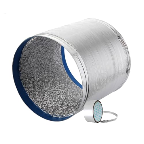 ApuaVireo&Co Aluminium-Rohrleitung, isolierte flexible Aluminium-Lüftungsleitung mit 1 Klemme und Klebeband, Entlüftungsschlauch for Luftansaugkondensator(2m 120mm) von ApuaVireo&Co