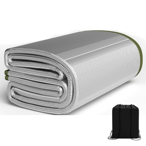 ApuaVireo&Co Aluminiumfolien-Schlafmatte, Schaumstoffmatten, 7 mm dick, doppelseitig, feuchtigkeitsbeständig, faltbar, Zeltbodenmatte, wärmeisolierende Decke, Thermo(1.2m x 2m) von ApuaVireo&Co