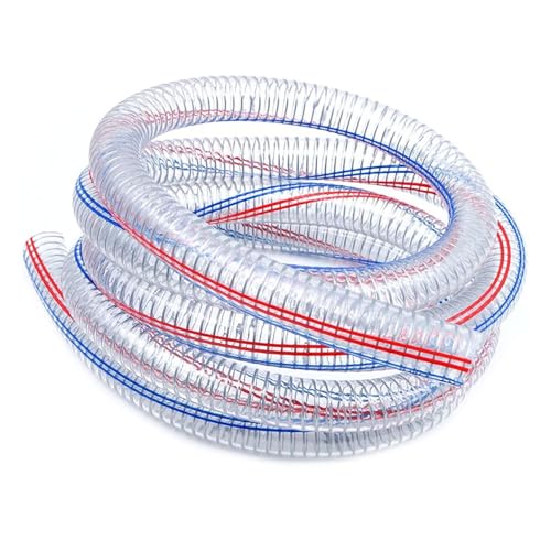 ApuaVireo&Co Dicke transparente Rohre, PVC-Stahldraht, Spirale, flexibler Schlauch, klare Pumpe, Länge 10 m, Werkzeugrohre, Dicke 3 mm, mit 2 Klemmen(Inner diameter 28mm) von ApuaVireo&Co