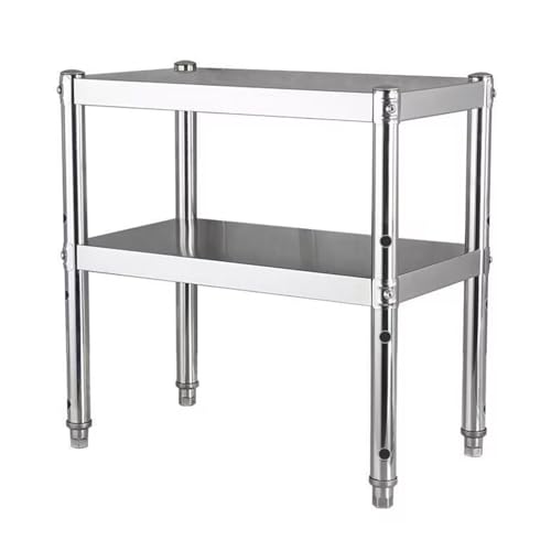 ApuaVireo&Co Doppelte Werkbank aus Edelstahl, offene Regale vom Boden bis zur Decke, Laminat, Verstellbarer Küchenarbeitstisch aus Metall(70x50x60cm/27.5x19.7x23.6) von ApuaVireo&Co