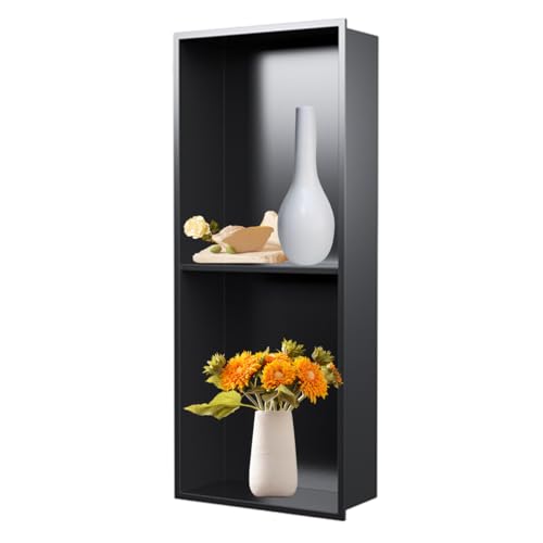 ApuaVireo&Co Duschablage, 304 Edelstahl Doppelschicht Dusche Nische Flush Mount Keine Fliesen erforderlich Multicolor(Black) von ApuaVireo&Co