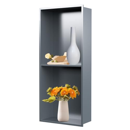 ApuaVireo&Co Duschablage, 304 Edelstahl Doppelschicht Dusche Nische Flush Mount Keine Fliesen erforderlich Multicolor(Grey) von ApuaVireo&Co