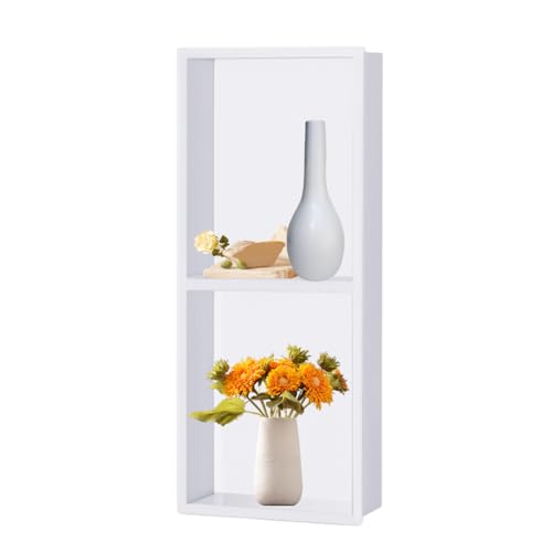 ApuaVireo&Co Duschablage, 304 Edelstahl Doppelschicht Dusche Nische Flush Mount Keine Fliesen erforderlich Multicolor(White) von ApuaVireo&Co