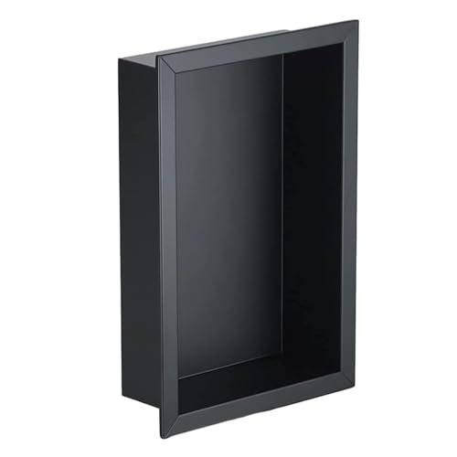 ApuaVireo&Co Duschablage, Badezimmer-Wandnische, Duschnische aus Edelstahl 304, Wandmontage, Einbauregal, 9,3 x 13,8 x 3,1 Zoll, Schwarz und Silber(Black) von ApuaVireo&Co