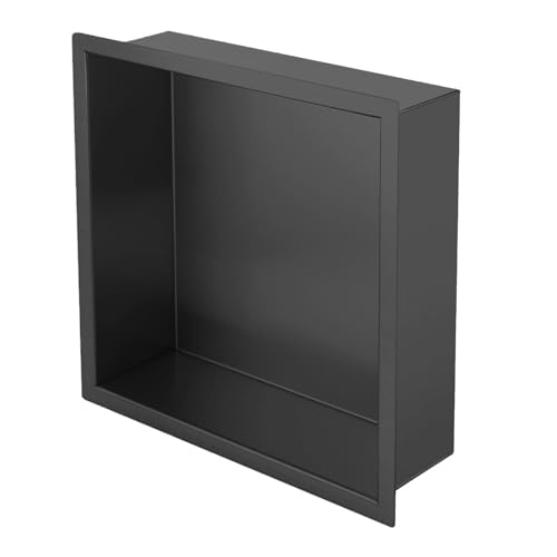 ApuaVireo&Co Duschablage, Badezimmer-Wandnische, Edelstahl-Einbau-Duschnische, Schwarz und Grau, 12,5 x 4,9 Zoll(Black) von ApuaVireo&Co