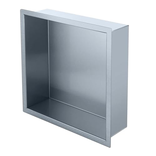 ApuaVireo&Co Duschablage, Badezimmer-Wandnische, Edelstahl-Einbau-Duschnische, Schwarz und Grau, 12,5 x 4,9 Zoll(Grey) von ApuaVireo&Co