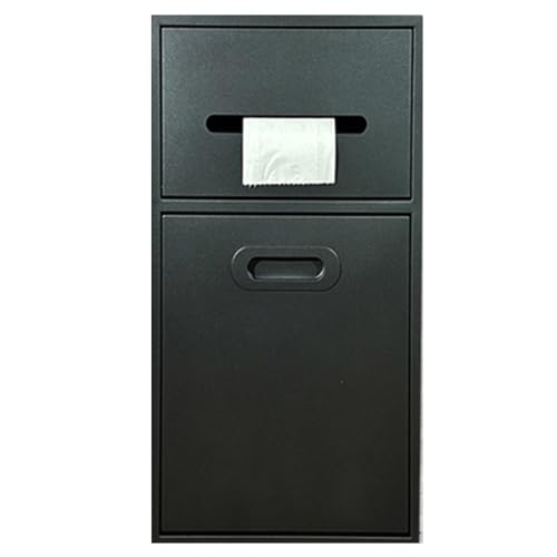 ApuaVireo&Co Duschablage, Edelstahl-Dusche Nische Einbau Verdeckter Toilettenpapierhalter mit Tür Keine Fliesen erforderlich Schwarz Grau Weiß(Black,20X50X14cm) von ApuaVireo&Co