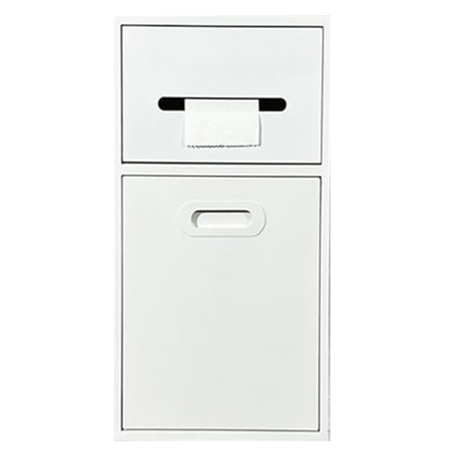 ApuaVireo&Co Duschablage, Edelstahl-Dusche Nische Einbau Verdeckter Toilettenpapierhalter mit Tür Keine Fliesen erforderlich Schwarz Grau Weiß(White,20X50X14cm) von ApuaVireo&Co