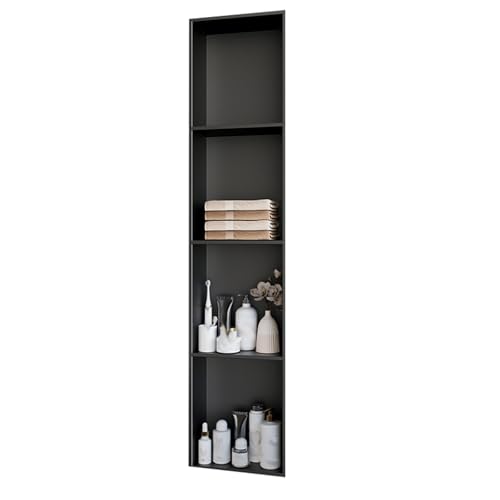 ApuaVireo&Co Duschablage, Einbaunische for die Dusche aus Edelstahl mit Regalen, Keine Fliesen erforderlich, 1 Stück, Mehrfarbig(Black,28x120cm) von ApuaVireo&Co