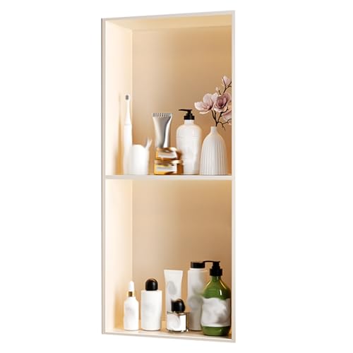 ApuaVireo&Co Duschablage, Einbaunische for die Dusche aus Edelstahl mit Regalen, Keine Fliesen erforderlich, 1 Stück, Mehrfarbig(White,28x70cm) von ApuaVireo&Co
