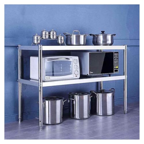 ApuaVireo&Co Edelstahl-Vorbereitungstisch mit 2 Ebenen, for gewerbliche Küchen, robuste Regale, höhenverstellbare Schwenkbeine, Vorbereitungstisch(90x30x80cm/35.4x11.8x31.5) von ApuaVireo&Co