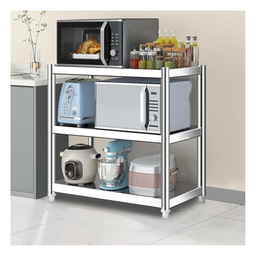 ApuaVireo&Co Edelstahlregal, 3-stufige Küchen-Industriewerkbank, Hochleistungsregal, Vorbereitungstisch, höhenverstellbarer Arbeitstisch(60x35x80cm/23.6x13.8x31.5) von ApuaVireo&Co