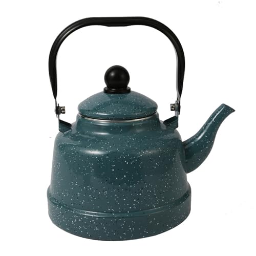 ApuaVireo&Co Emaille-Teekanne mit Cool-Touch-Griff(Green,2.5L) von ApuaVireo&Co