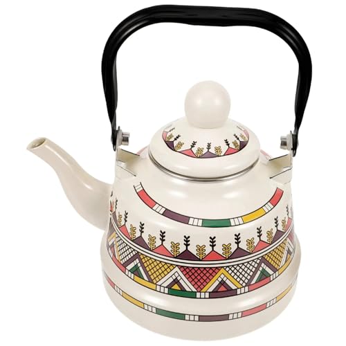 ApuaVireo&Co Emaillierter Tee for den Herd, emaillierte Teekanne aus Stahl mit ergonomischem Griff for die Küche zu Hause(White 2.5l) von ApuaVireo&Co