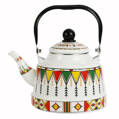 ApuaVireo&Co Emaillierter Teekessel mit zartem Muster, for Erhitzen von Wasser, Tee und Kaffee – unverzichtbar for die Küche, kein Pfeifen(1.1L) von ApuaVireo&Co