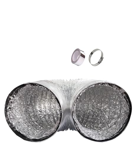 ApuaVireo&Co Langer Entlüftungsschlauch, flexibles Rohr, Ø 80/100/110/120/150/160/170/180/200 mm, 2 Klemmen inklusive, for Klimaanlagen, Wäschetrockner, Dunstabzugshaube(2m,120mm) von ApuaVireo&Co