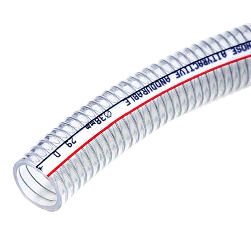 ApuaVireo&Co PVC-Schlauch, Stahldraht-Helix-Rohr, Innendurchmesser 38 mm, transparenter flexibler Schlauch, 1 m Länge mit 2 Klemmen, Verbindungspumpen-Schnittstellenrohr(Wall Thickness 3mm) von ApuaVireo&Co