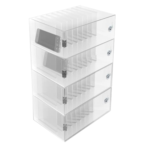 ApuaVireo&Co Sicherer und tragbarer Telefonschrank aus Acryl mit Schloss, transparent, for Unternehmen, Fabriken, Schulen, Konferenzräume Kohlengruben(28x19x42cm/11x7.5x16.5in) von ApuaVireo&Co