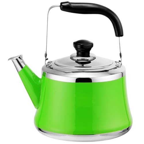 ApuaVireo&Co Teekanne aus Edelstahl mit Teesieb, süßer Wasserkocher, lauter Pfeifton for Induktions-/Gasherd, for Tee, Kaffee, Milch(Green,1.5L) von ApuaVireo&Co