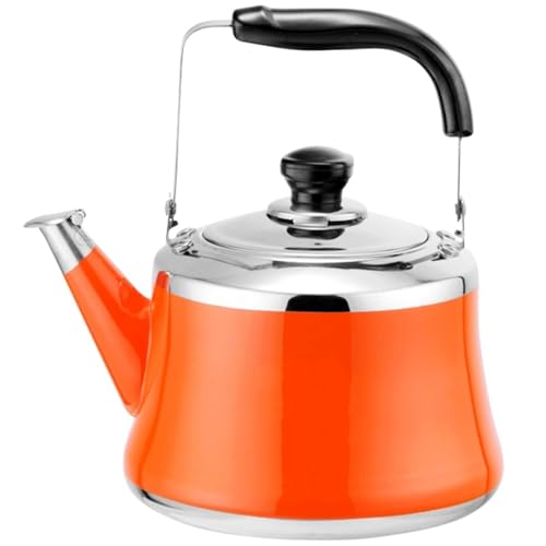 ApuaVireo&Co Teekanne aus Edelstahl mit Teesieb, süßer Wasserkocher, lauter Pfeifton for Induktions-/Gasherd, for Tee, Kaffee, Milch(Orange,1.5L) von ApuaVireo&Co