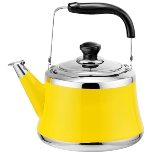 ApuaVireo&Co Teekanne aus Edelstahl mit Teesieb, süßer Wasserkocher, lauter Pfeifton for Induktions-/Gasherd, for Tee, Kaffee, Milch(Yellow,2L) von ApuaVireo&Co