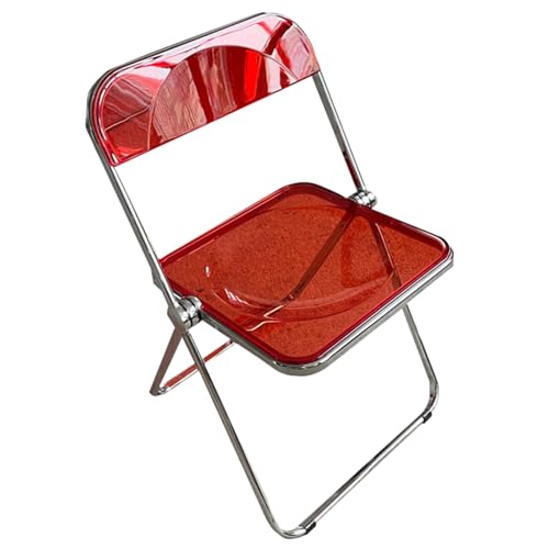 ApuaVireo&Co Transparenter, klarer Esszimmerstuhl, stapelbarer Klappstuhl aus Acryl mit Acrylsitz und Metallrahmen, mehrfarbig(Red) von ApuaVireo&Co