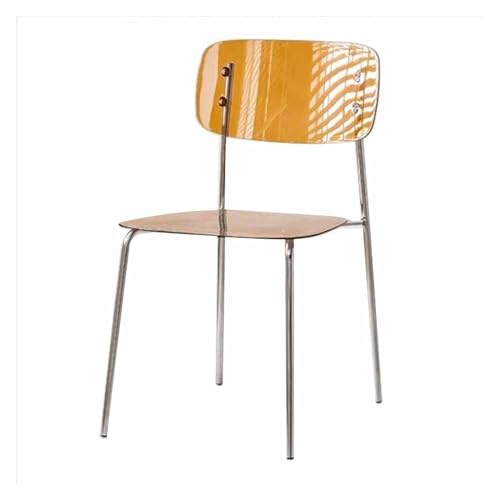 ApuaVireo&Co Transparenter Esszimmerstuhl, durchsichtiger Esszimmerstuhl, Metallbeine, armloser Kunststoffhocker, mehrfarbig, 44 x 50 x 78 cm(Brown) von ApuaVireo&Co