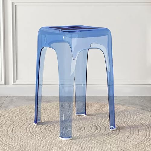 ApuaVireo&Co Transparenter Esszimmerstuhl, platzsparend, stapelbar, transparente Esszimmerstühle aus Acryl, rückenfreie Hocker, mehrfarbig(Blue) von ApuaVireo&Co