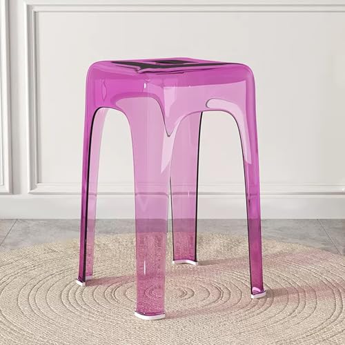 ApuaVireo&Co Transparenter Esszimmerstuhl, platzsparend, stapelbar, transparente Esszimmerstühle aus Acryl, rückenfreie Hocker, mehrfarbig(Pink) von ApuaVireo&Co
