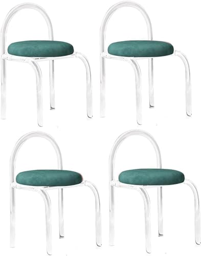ApuaVireo&Co Transparenter Esszimmerstuhl, stapelbarer Esszimmerstuhl aus klarem Acryl mit Samtkissen, 1er-, 2er- oder 4er-Set, mehrfarbig(Green,Set of 1 4) von ApuaVireo&Co