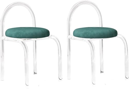 ApuaVireo&Co Transparenter Esszimmerstuhl, stapelbarer Esszimmerstuhl aus klarem Acryl mit Samtkissen, 1er-, 2er- oder 4er-Set, mehrfarbig(Green,Set of 2) von ApuaVireo&Co