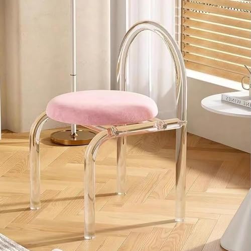 ApuaVireo&Co Transparenter Esszimmerstuhl, stapelbarer Esszimmerstuhl aus klarem Acryl mit Samtkissen, 1er-, 2er- oder 4er-Set, mehrfarbig(Pink,Set of 1) von ApuaVireo&Co