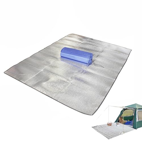 ApuaVireo&Co wasserdichte Folien-Campingmatte, 9 mm Dicke Isoliermatte aus Aluminiumschaum for Reisen und Outdoor-Aktivitäten, doppelseitige Folien-Zeltunterlage(2.5 x 2m) von ApuaVireo&Co