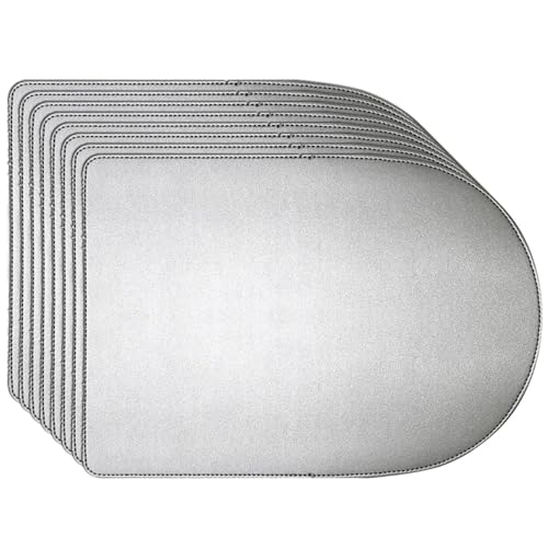Tischsets, Tischsets aus Kunstleder, PU-Tischsets, 4er-, 6er-, 8er-Pack, Mehrfarbig, mehrere Größen(Silver,Semicircle-Set of 8) von ApuaVireo&Co