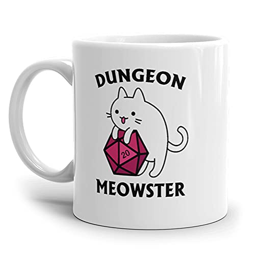 Apular Dungeon Meowster DnD Cat D20 Kaffeetasse, 325 ml, Weiß von Apular