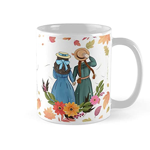 Avonlea Kaffeetasse mit Aufschrift "Anne With An E And Diana From Avonlea Green Gables Best Friends", 325 ml, Weiß von Apular
