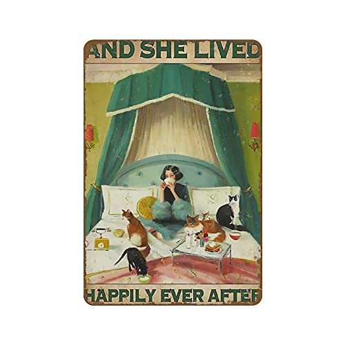 Blechschild mit Aufschrift "She Lived Happily Cat Bed and Breakfast", vertikal, für Garage, Schweißgeschäft, Retro-Blechschild, 20,3 x 30,5 cm, Retro-Aluminium-Geschenk, Vintage-Wandschild für Tür Blechschild mit Aufschrift "She Lived Happily Cat Bed and Breakfast", vertikal, für Garage, Schweißgeschäft, Retro-Blechschild, 20,3 x 30,5 cm, Retro-Aluminium-Geschenk, Vintage-Wandschild für Tür von Apular