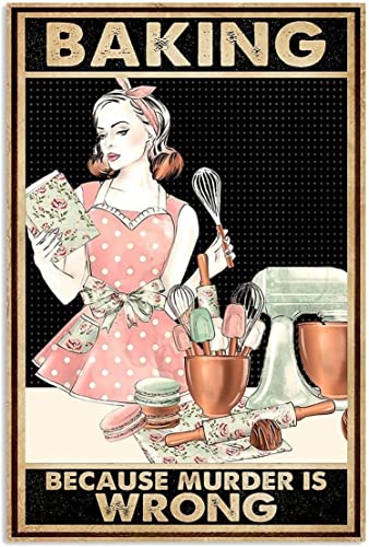 Lustige Blechschilder im Vintage-Stil, Aufschrift "Baking Because Murder is Wrong", schwarz-rosa Schild, Vintage, Heimdekoration, rustikale Aluminium-Blechschilder, Wandkunst, Metallposter für Garage Lustige Blechschilder im Vintage-Stil, Aufschrift "Baking Because Murder is Wrong", schwarz-rosa Schild, Vintage, Heimdekoration, rustikale Aluminium-Blechschilder, Wandkunst, Metallposter für Garage von Apular