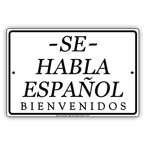 Metall-Blechschild im Vintage-Stil, 20,3 x 30,5 cm, Geschenke für Se Habla, Espanol, Bienvenidos We Speak Spanish Services, Garten, Hof, Schilder, Weihnachten, Wandkunst für Bauernhof, Kaffee, Garage Metall-Blechschild im Vintage-Stil, 20,3 x 30,5 cm, Geschenke für Se Habla, Espanol, Bienvenidos We Speak Spanish Services, Garten, Hof, Schilder, Weihnachten, Wandkunst für Bauernhof, Kaffee, Garage von Apular