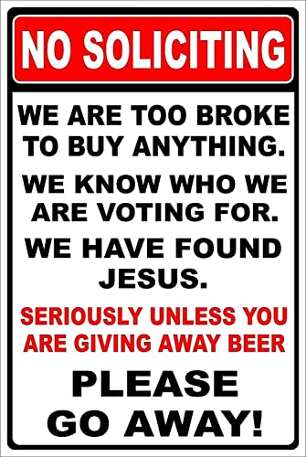 Metallschilder "No Soliciting", lustiges Vintage-Schild, Retro-Aluminium-Blechschilder für Küche, Zuhause, Büro, Café, Bar, 20,3 x 30,5 cm Metallschilder "No Soliciting", lustiges Vintage-Schild, Retro-Aluminium-Blechschilder für Küche, Zuhause, Büro, Café, Bar, 20,3 x 30,5 cm von Apular