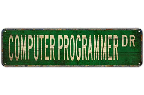 Straßenschild Computer Programmierer Computer Programmierer Geschenk Computer Hinterhof Bar Wanddekoration Rustikales Wohnen Blechschild Wanddekoration 40,6 x 10,2 cm von Apular