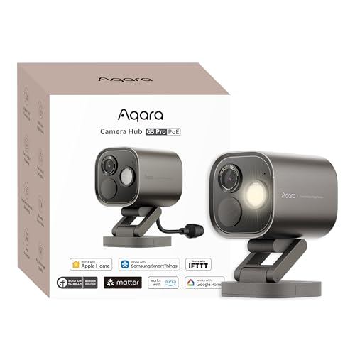 Aqara 4MP Kamera-Hub G5 Pro PoE, Echtfarbe Nachtsicht Überwachungskamera Aussen, HomeKit Secure Video, Thread-Grenzrouter, Lokale Erkennung, Thread/Zigbee, Unterstützt Alexa Google SmartThings (Grau) Aqara 4MP Kamera-Hub G5 Pro PoE, Echtfarbe Nachtsicht Überwachungskamera Aussen, HomeKit Secure Video, Thread-Grenzrouter, Lokale Erkennung, Thread/Zigbee, Unterstützt Alexa Google SmartThings (Grau) von Aqara