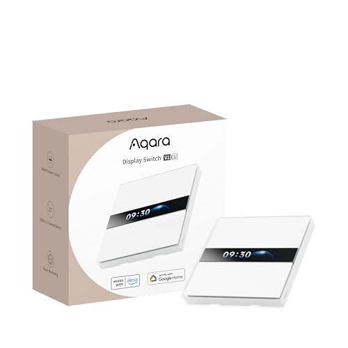 Aqara Display-Schalter V1 EU (4 Gang, 2 Kanäle mit Neutralleiter), mit LCD-Display, Unterstützt Apple Home, Alexa und Google Home, SmartThings über Matter Bridge, Erfordert Aqara Zigbee Hub von Aqara