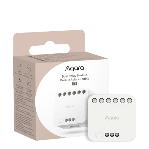 Aqara Dual Relais Modul T2 mit Matter, Rolladensteuerung & Lichtschalter, Erfordert Aqara Zigbee 3.0 HUB, Trockenen Knoten Modus für Garagentore & Heizkessel, Unterstützt Homekit,Google Home und Alexa von Aqara