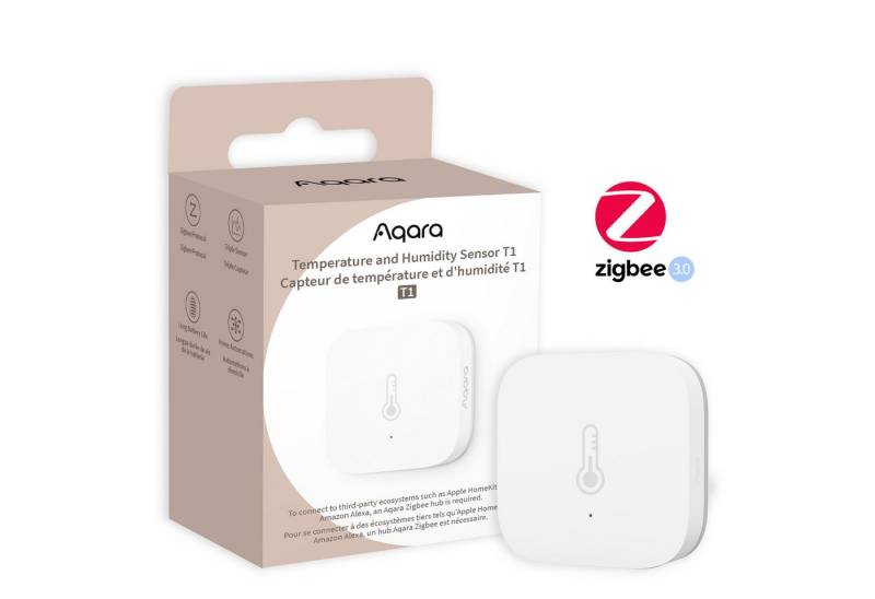 Aqara Feuchtigkeitssensor -Temperatursensor T1, Zigbee 3.0 Temperatur-Feuchtigkeitssensor, (Überwacht in Echtzeit, Echtzeit-Alarm und Mitteilung), Kompatibel mit HomeKit, Alexa, Google Home, Erfordert Zigbee 3.0 Hub von Aqara