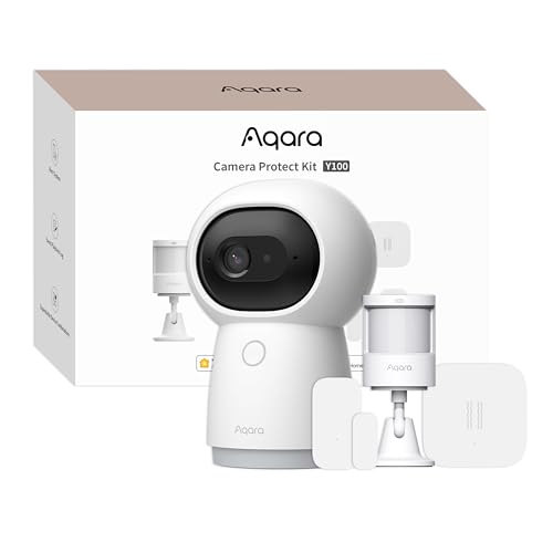 Aqara Kamera-Schutzet Y100-4 Stück Drahtloses Haussicherheitssystem mit 2K Kamera-Hub G3, 3 Smart Sensors, Lokale Automatisierung & 24/7-Alarm, Unterstützt HomeKit, Google Home, Alexa von Aqara