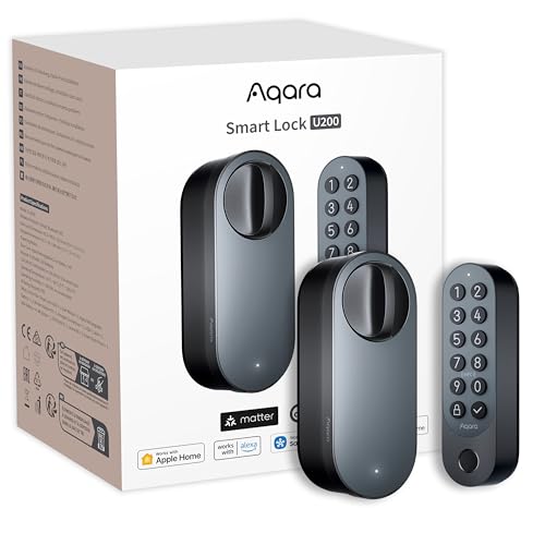 Aqara Smart Lock U200 (mit Fingerabdruck), Matter Over Thread, Smartes Türschloss mit Apple Home Key und Aufladbarem Akku, Unterstützt Apple Home, Google Home, Alexa und SmartThings, Schwarz von Aqara