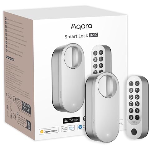 Aqara Smart Lock U200 (mit Fingerabdruck), Matter Over Thread, Smartes Türschlosss mit Apple Home Key und Aufladbarem Akku, Unterstützt Apple Home, Google Home, Alexa und SmartThings, Silber von Aqara