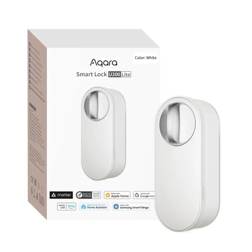 Aqara Smart Lock U200 Lite, Matter over Thread, Smartes Türschloss mit Aufladbarem Akku und Leiser Modus, Elektrisches Türschloss, Unterstützt Apple Home, Home Assistant, Google Home, Alexa, Weiß von Aqara