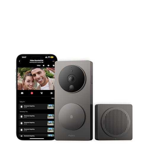 Aqara Smarte Video-Türklingel G4 (inkl. Klingel), 1080p FHD HomeKit Secure -Kamera, Lokale Gesichtserkennung und Automatisierungen, Unterstützt Alexa, Apple Home, Google, Grau von Aqara